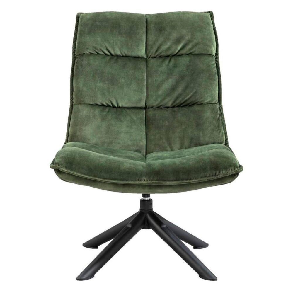 mosgroene velvet draaifauteuil Liv afbeelding 1