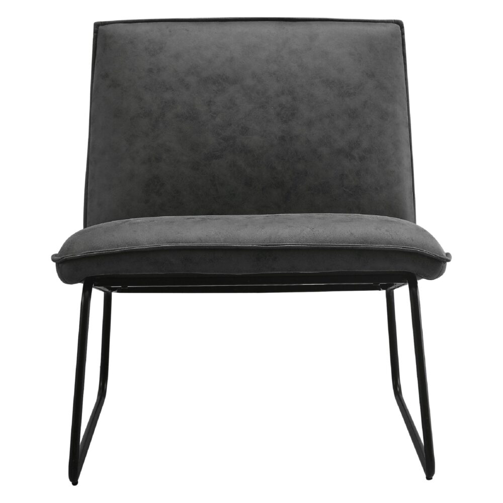 antraciet microleder fauteuil Lokan afbeelding 2