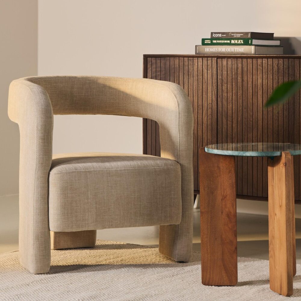 Scandinavische beige fauteuil Noor afbeelding 6