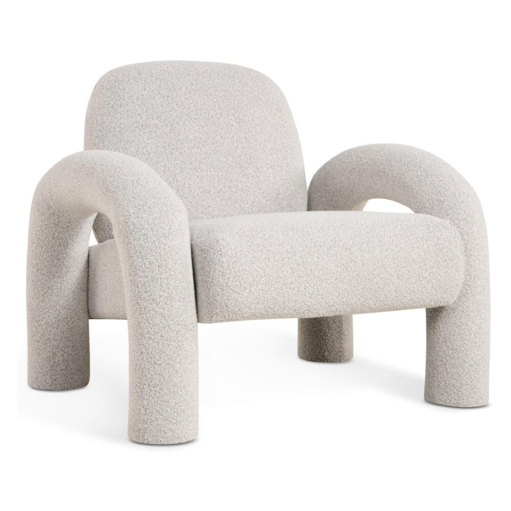 beige bouclé loungestoel afbeelding 1