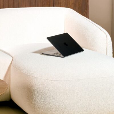 beige bouclé hoekbank Elna afbeelding 8