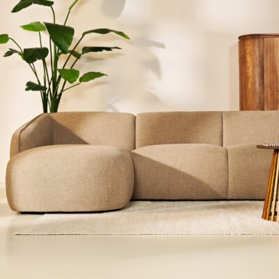 taupe hoekbank met chaise longue rechts Elna afbeelding 11