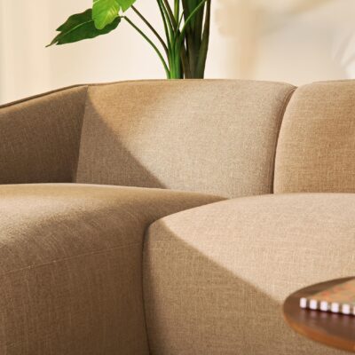 taupe hoekbank met chaise longue rechts Elna afbeelding 6