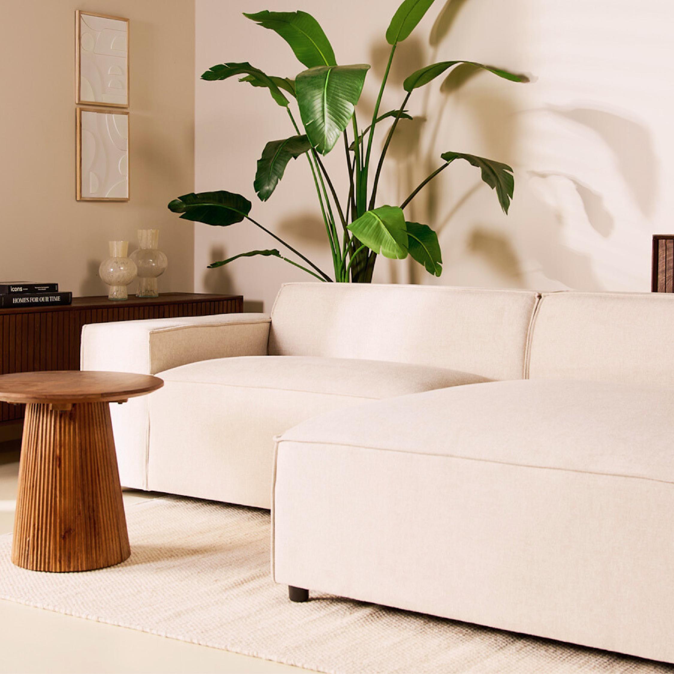beige hoekbank links Daris met extra diepe zit afbeelding 9