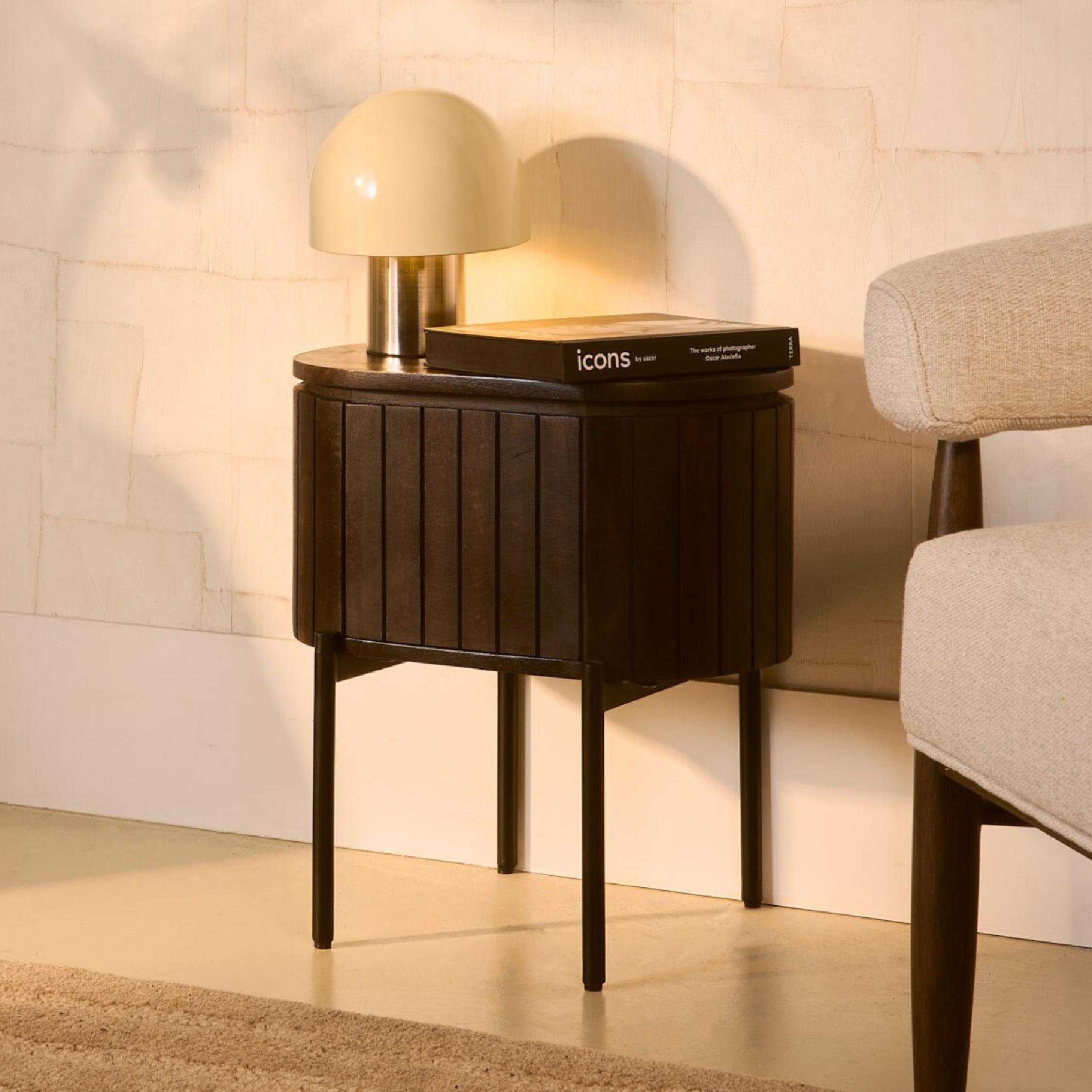 nachtkastje Flin mangohout donkerbruin afbeelding 6