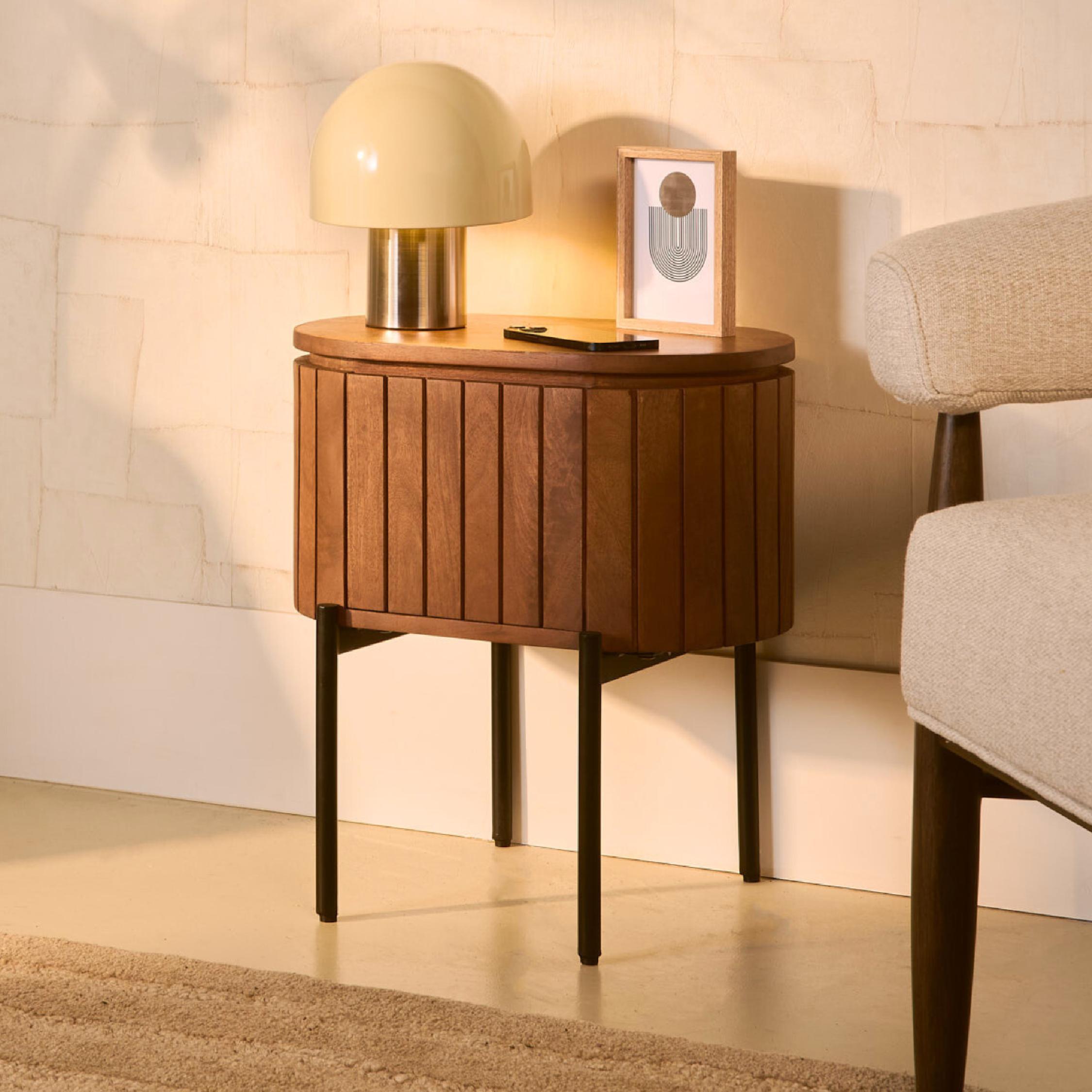 mangohouten nachtkastje Flin lichtbruin afbeelding 6