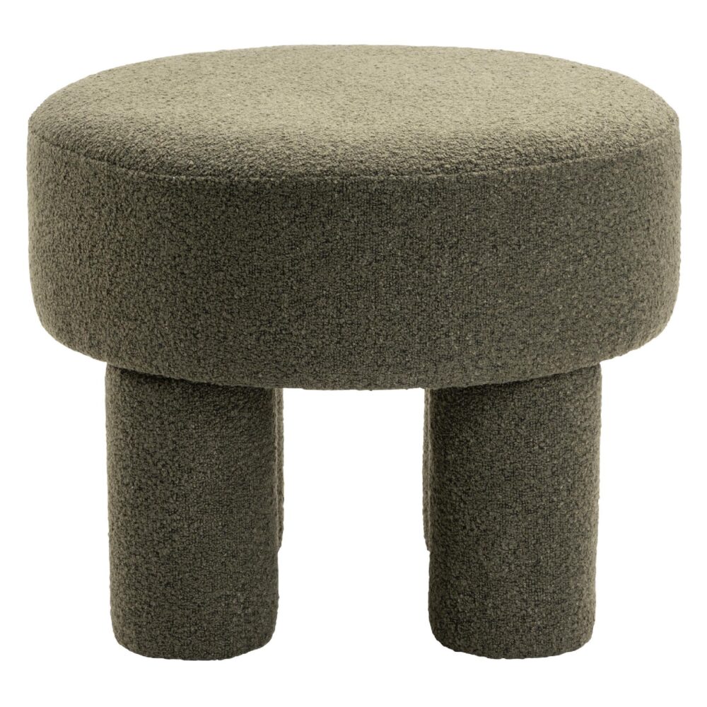 groene bouclé poef afbeelding 2