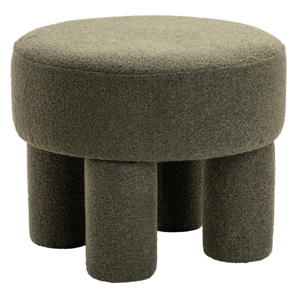 groene bouclé poef afbeelding 1