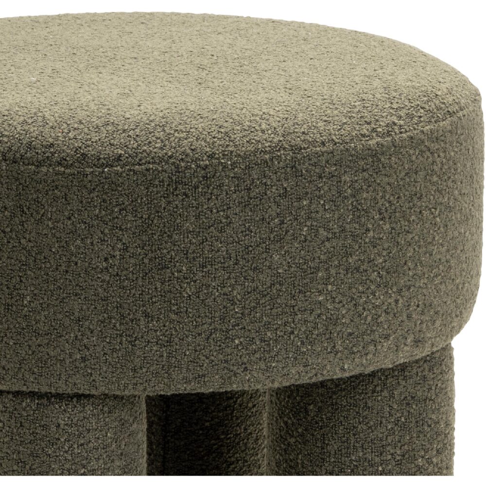 groene bouclé poef afbeelding 4