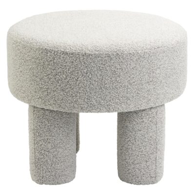 bouclé poef rond beige afbeelding 2