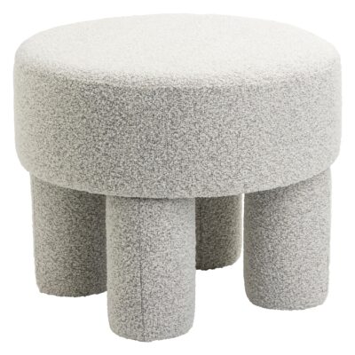 bouclé poef rond beige afbeelding 1