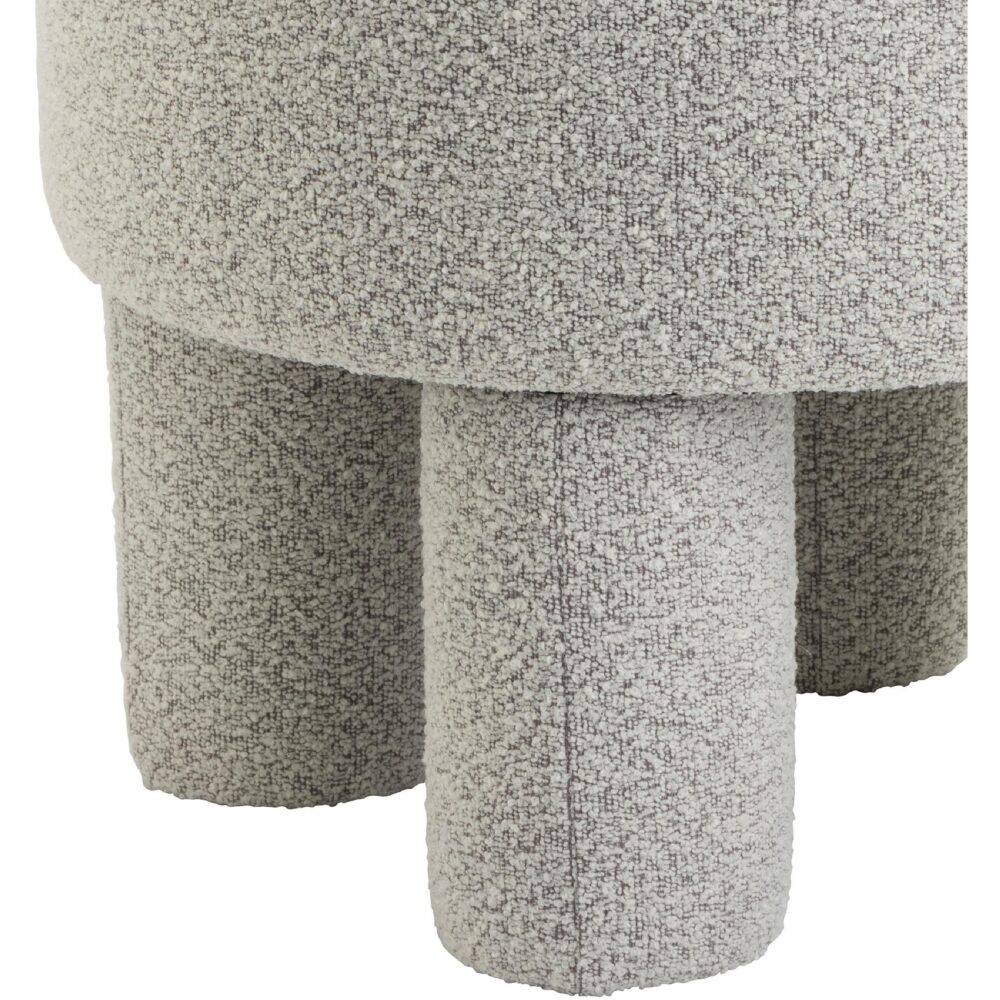 bouclé poef rond beige afbeelding 3