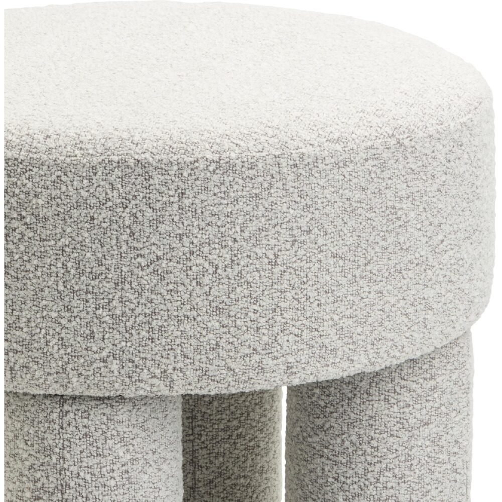 bouclé poef rond beige afbeelding 4