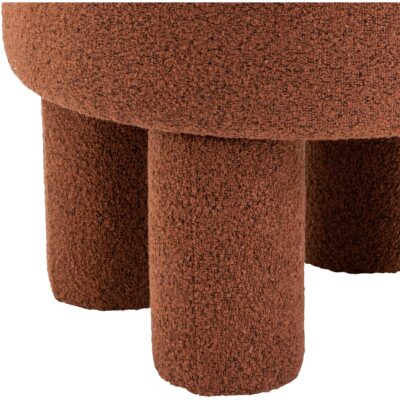 roestkleurige bouclé poef rond afbeelding 3
