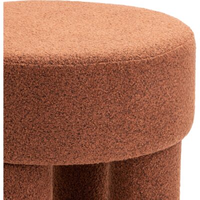 roestkleurige bouclé poef rond afbeelding 4