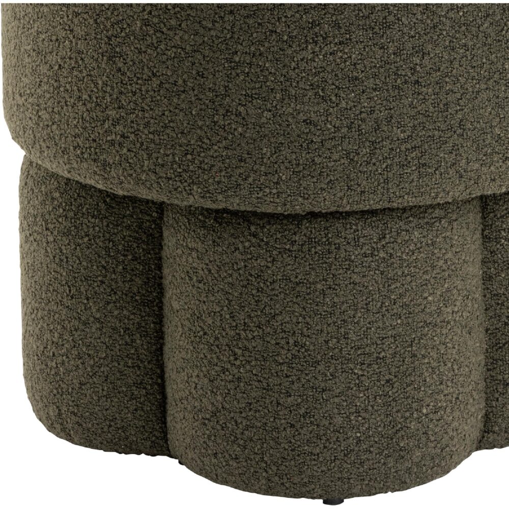 groene bouclé hocker poef afbeelding 3