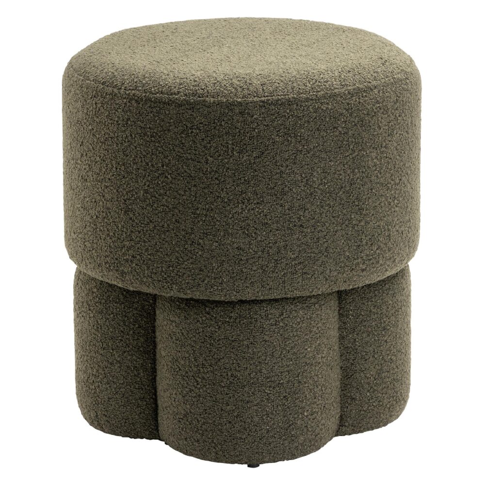 groene bouclé hocker poef afbeelding 1