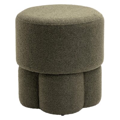 groene bouclé hocker poef afbeelding 1