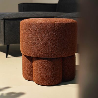 ronde bouclé poef terracotta afbeelding 4