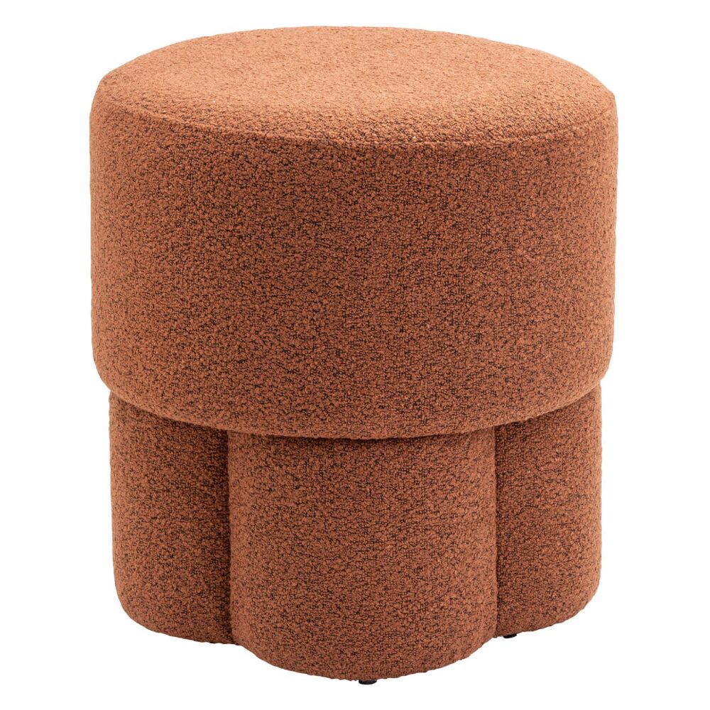 ronde bouclé poef terracotta afbeelding 1