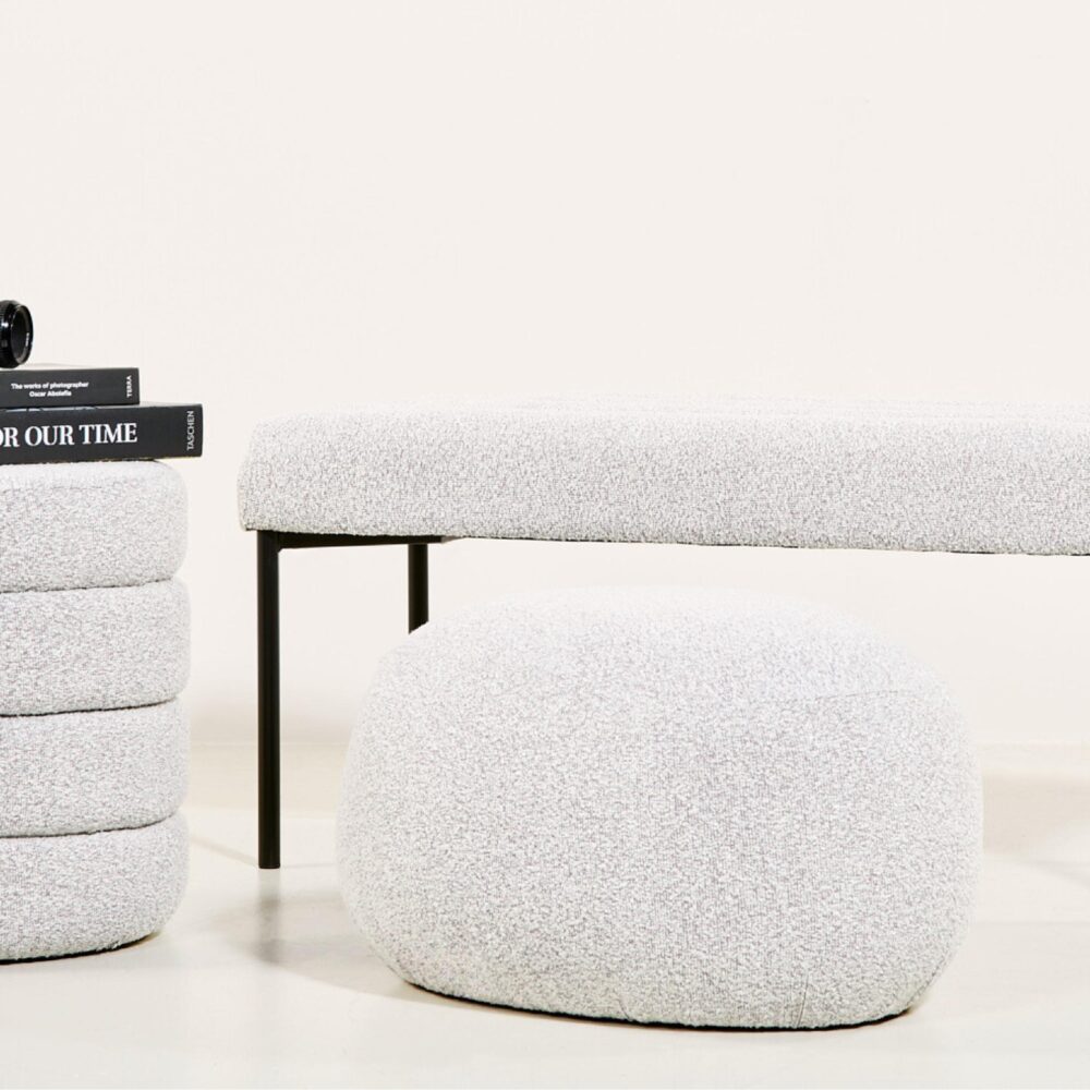 bouclé poef hocker naturel afbeelding 4