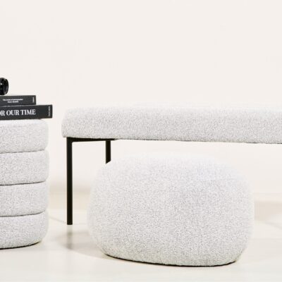 bouclé poef hocker naturel afbeelding 4