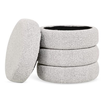 bouclé poef met opbergruimte afbeelding 2