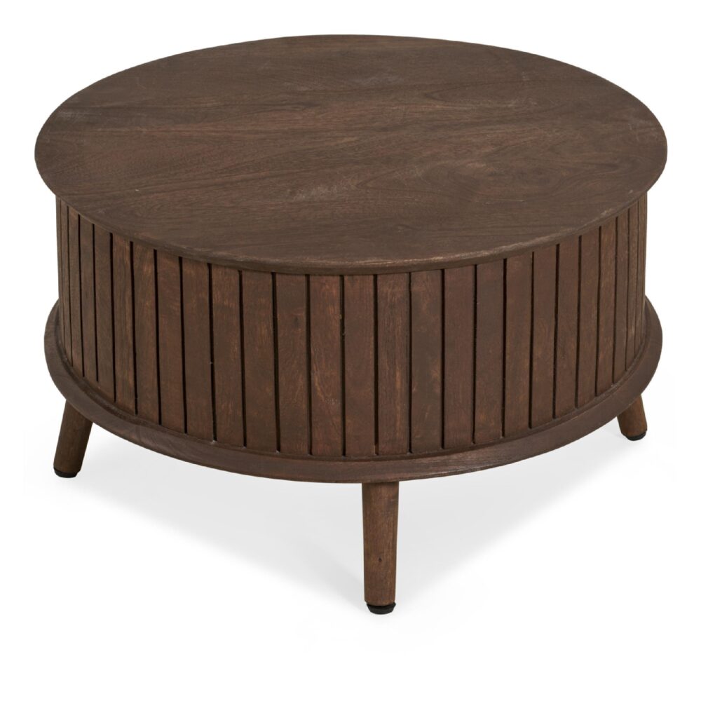 Arla ronde mangohouten salontafel tabacco afbeelding 3