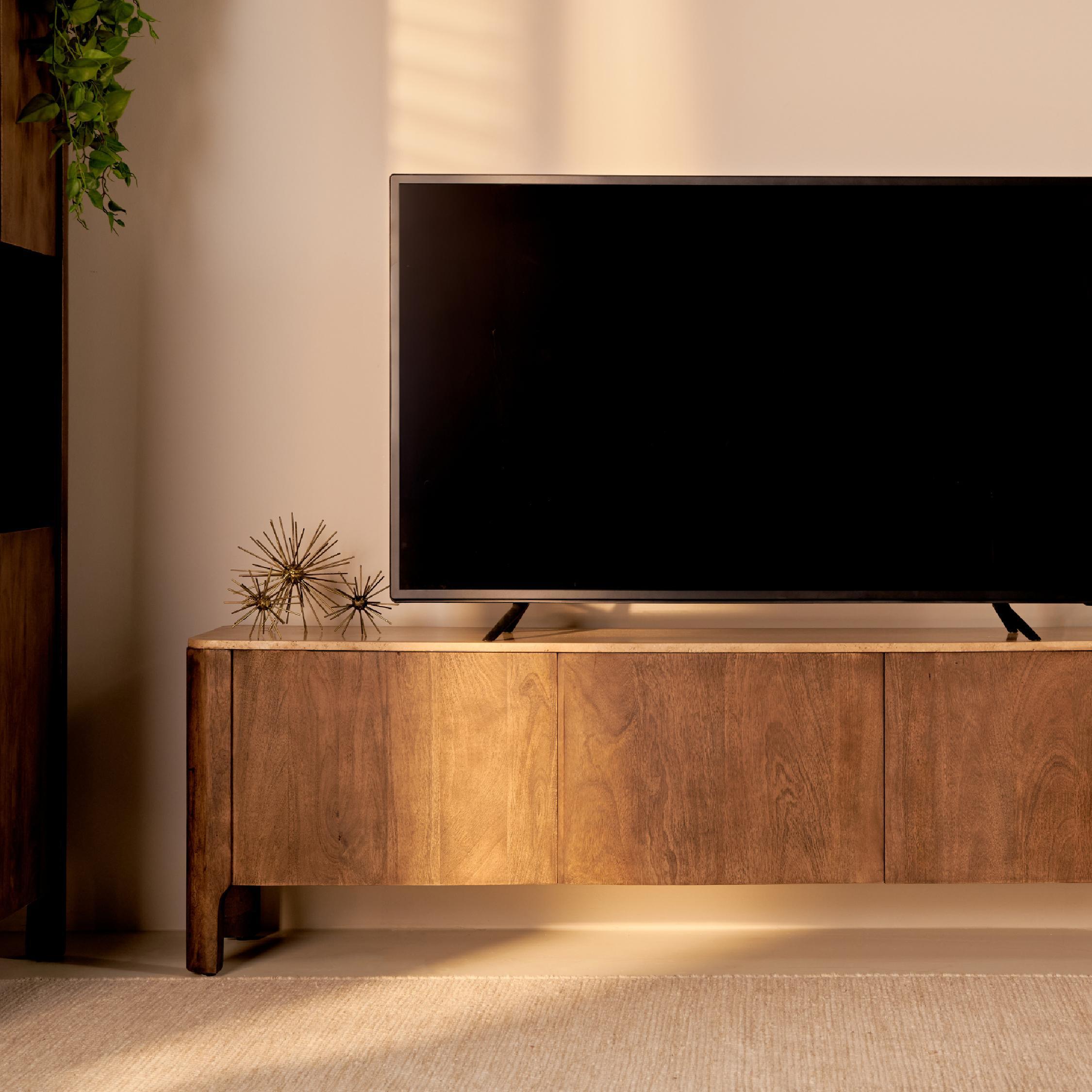 tv meubel mangohout marmer Jona 210 cm afbeelding 8