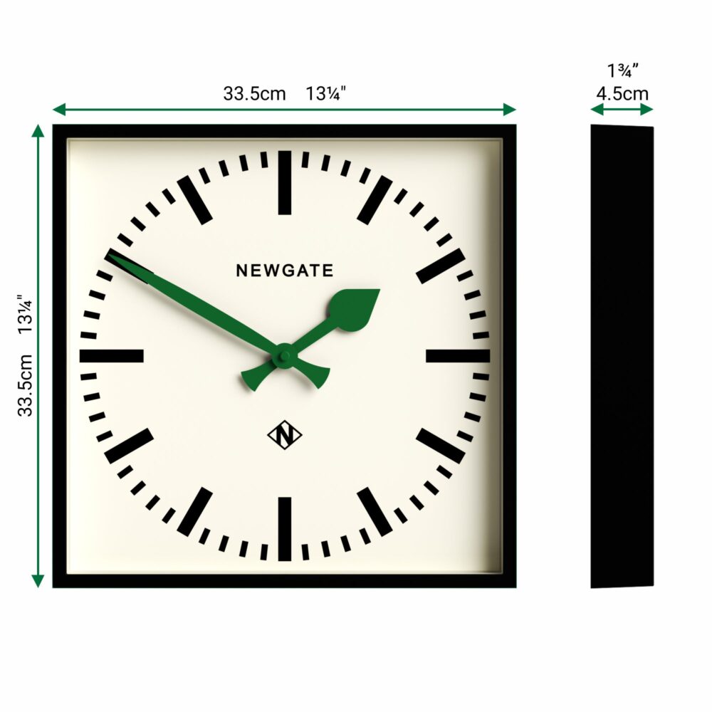 Newgate Number Five Railway Wall Clock in Black with green hands