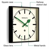 Newgate Number Five Railway Wall Clock in Black with green hands