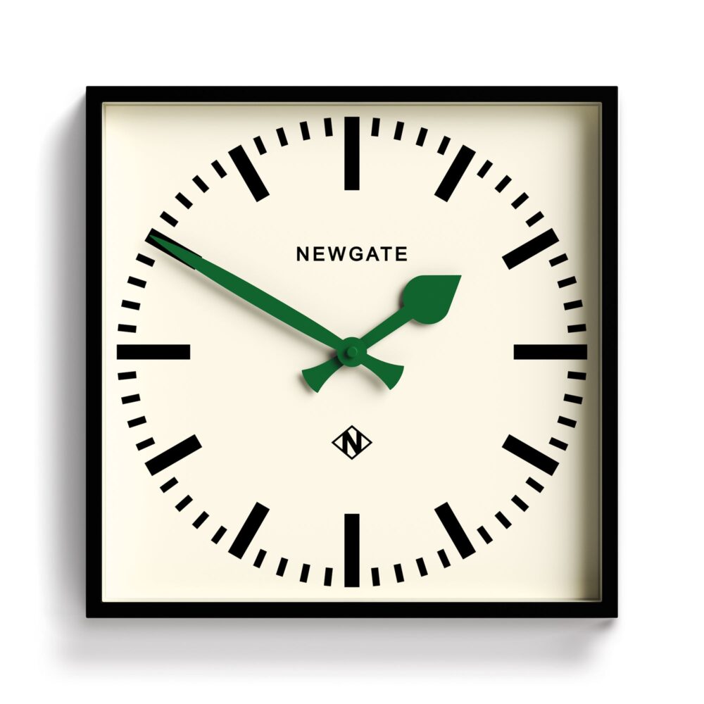 Newgate Number Five Railway Wall Clock in Black with green hands