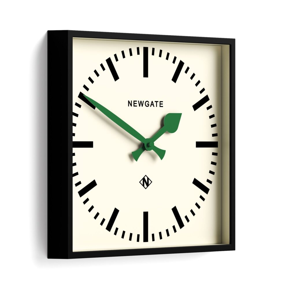 Newgate Number Five Railway Wall Clock in Black with green hands