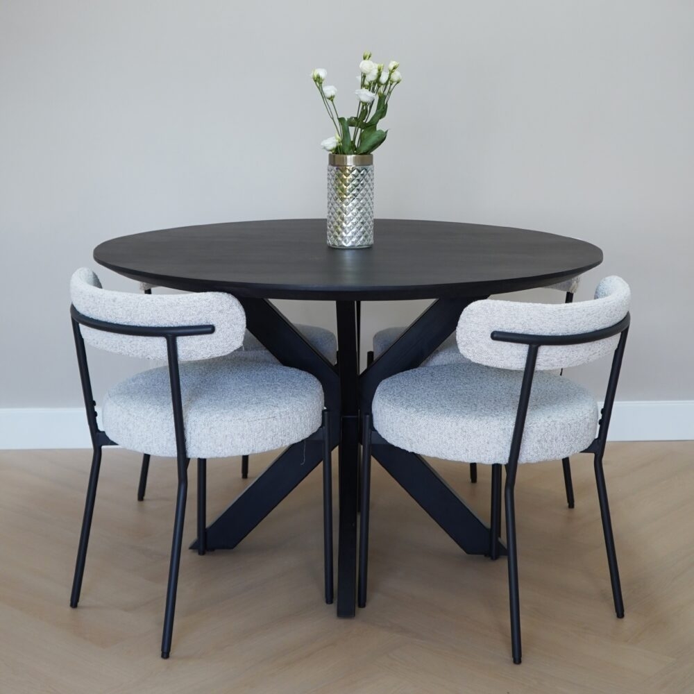 Jaro bouclé eetkamerstoelen wit afbeelding 5