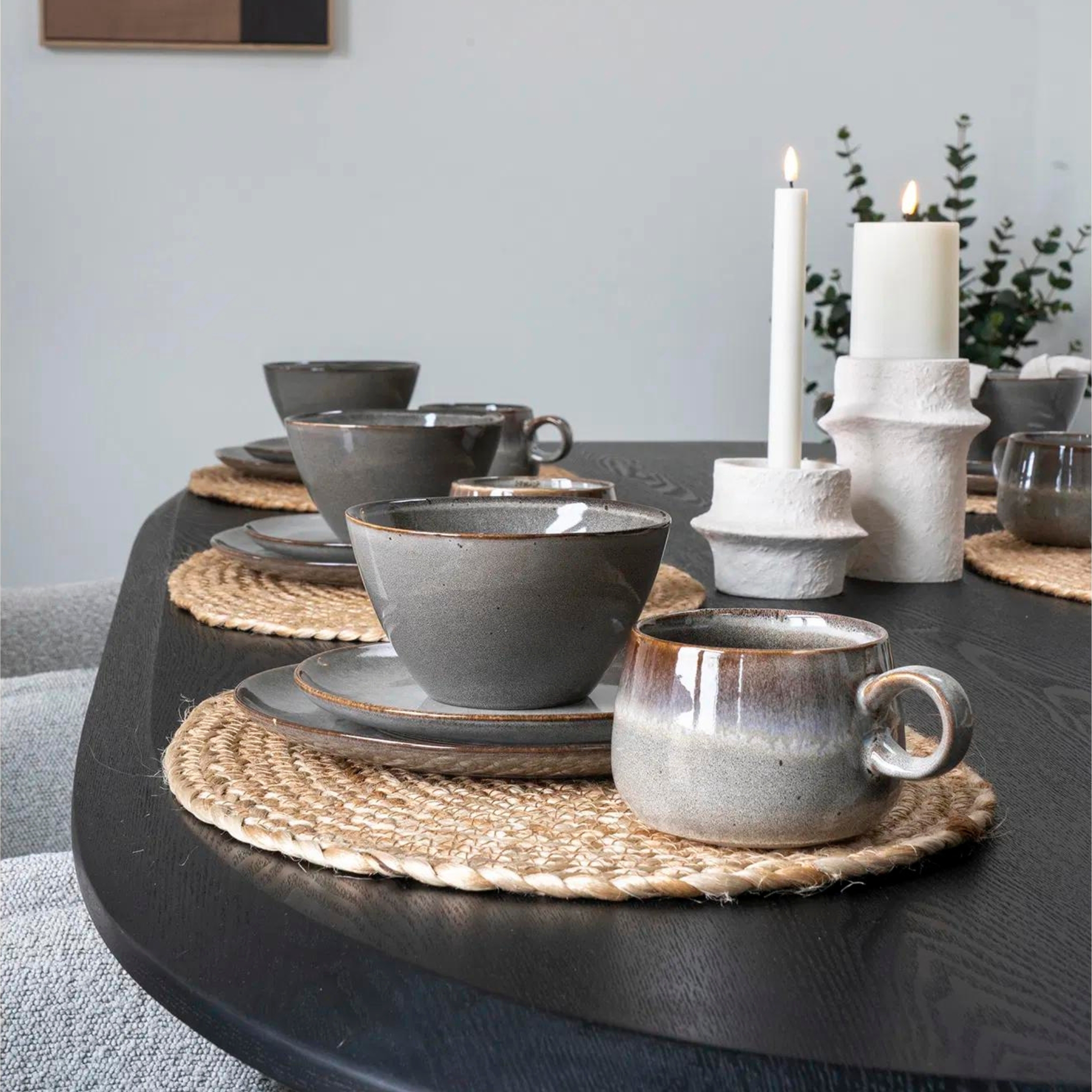 keramische koffiemokken set 4 grijs bruin afbeelding 5