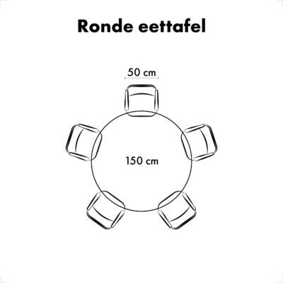 QUVIO Eettafel Sofia – Rond – Stalen kruispoot – FSC®-gecertificeerd mangohout – ø150 cm – Zwart