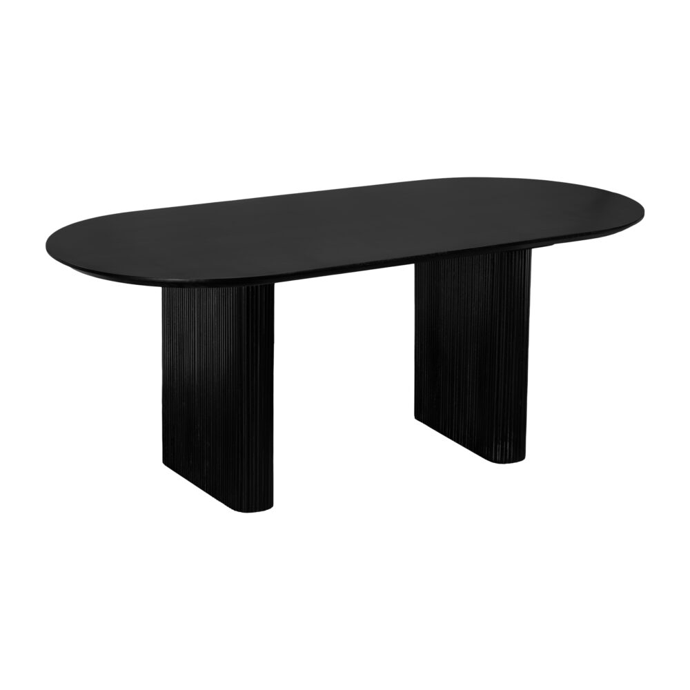 ovale eettafel, eettafel van 200x90 cm, eettafel, zwarte eettafel, tafel, Lynn eettafel, dinertafel