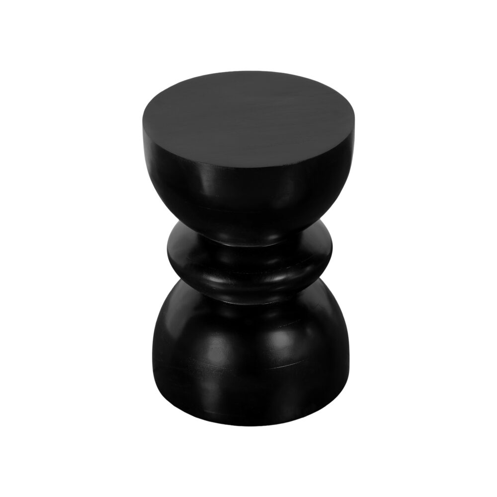 Zwarte ronde bijzettafel, tafel, zwarte bijzettafel, bijzettafel hout, bijzettafel rond, Zwarte ronde bijzettafel van mangohout, tafeltje, bijzettafel Luis, bijzettafel, bijzettafeltje,