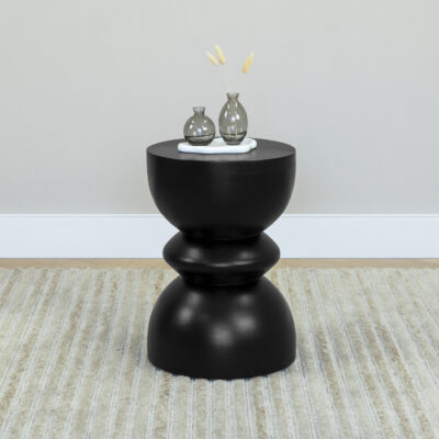 Zwarte ronde bijzettafel, tafel, zwarte bijzettafel, bijzettafel hout, bijzettafel rond, Zwarte ronde bijzettafel van mangohout, tafeltje, bijzettafel Luis, bijzettafel, bijzettafeltje,