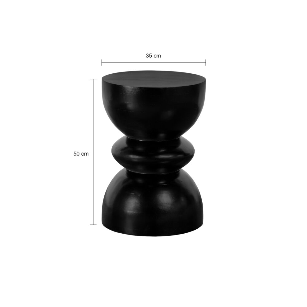 Zwarte ronde bijzettafel, tafel, zwarte bijzettafel, bijzettafel hout, bijzettafel rond, Zwarte ronde bijzettafel van mangohout, tafeltje, bijzettafel Luis, bijzettafel, bijzettafeltje,