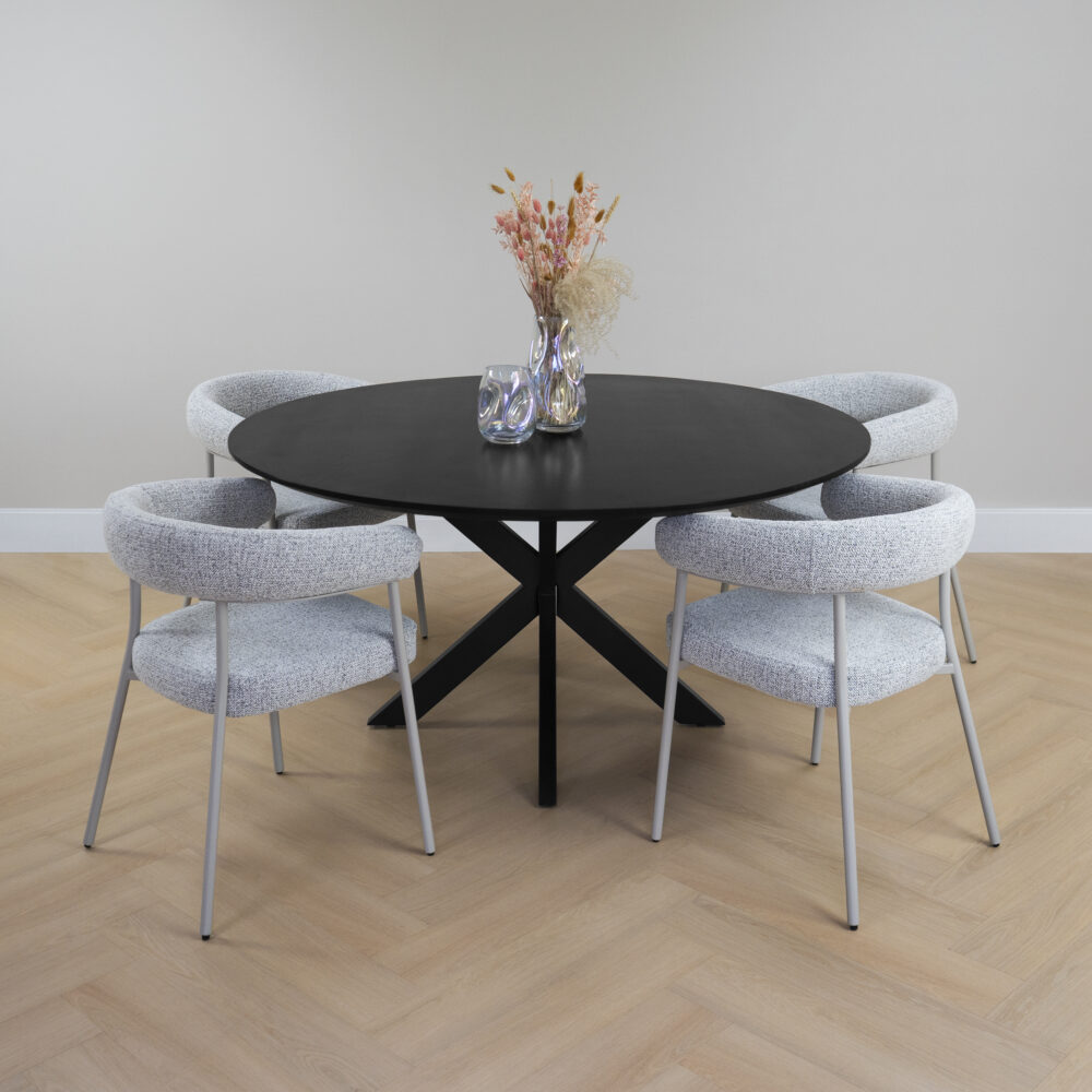 zwarte eettafel van mangohout, tafel, eettafel rond, eettafel zwart, zwarte eettafel , eettafel Sofia, eettafel, ronde eettafel, ronde eettafel van FSC®-gecertificeerd mangohout,