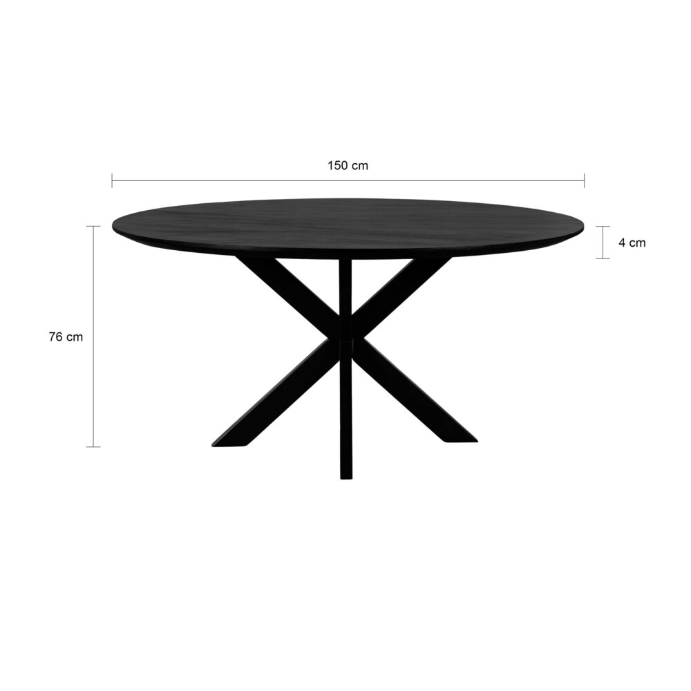 zwarte eettafel van mangohout, tafel, eettafel rond, eettafel zwart, zwarte eettafel , eettafel Sofia, eettafel, ronde eettafel, ronde eettafel van FSC®-gecertificeerd mangohout,