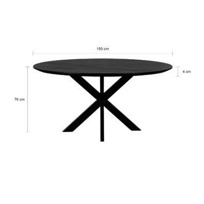 zwarte eettafel van mangohout, tafel, eettafel rond, eettafel zwart, zwarte eettafel , eettafel Sofia, eettafel, ronde eettafel, ronde eettafel van FSC®-gecertificeerd mangohout,