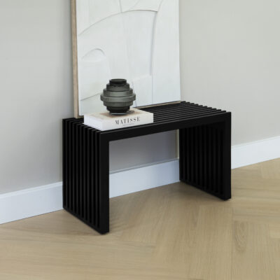 Halbankje Lexi, schoenenbank, bankje, schoenenbankje, halbankje, bankje zwart, zitplekje, schoenenbank Lexi,