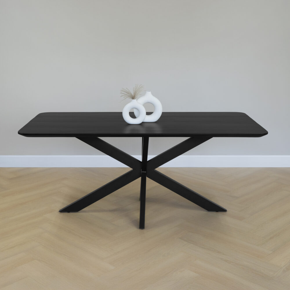 Rechthoekige eettafel, houten eettafel, eettafel, Eettafel Sofia, tafel, Rechthoekige eettafel van zwart mangohout, eettafel zwart,