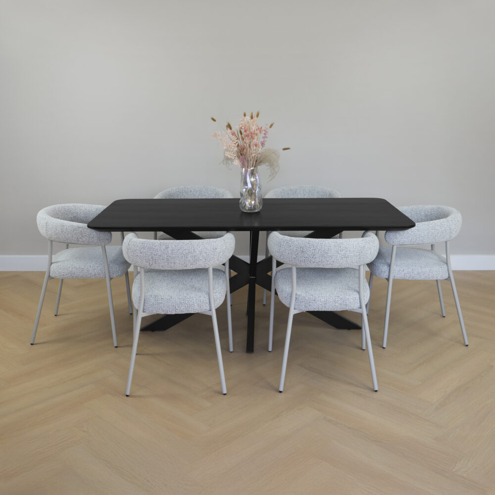 Rechthoekige eettafel, houten eettafel, eettafel, Eettafel Sofia, tafel, Rechthoekige eettafel van zwart mangohout, eettafel zwart,