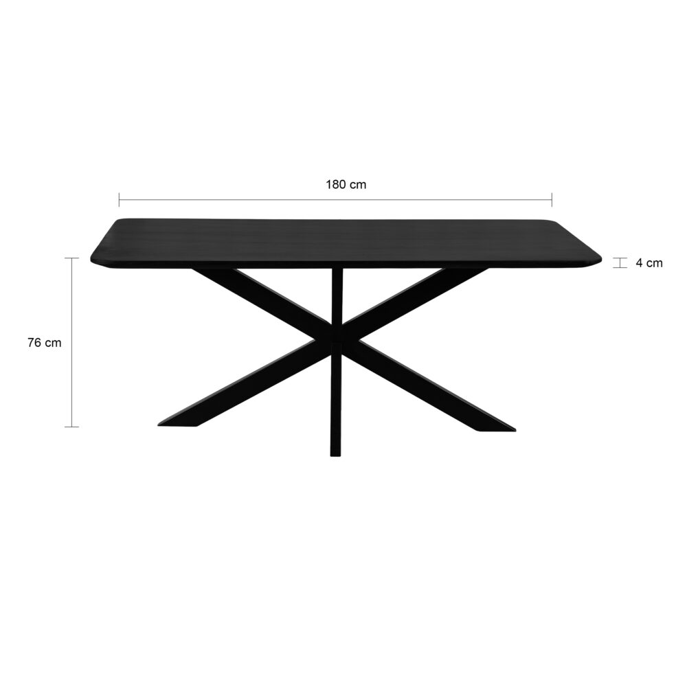 Rechthoekige eettafel, houten eettafel, eettafel, Eettafel Sofia, tafel, Rechthoekige eettafel van zwart mangohout, eettafel zwart,