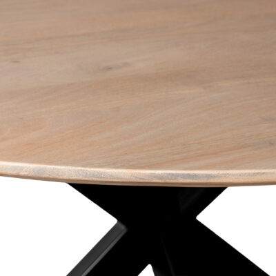ronde eettafel, eettafel Sofia, eettafel, eettafel rond, tafel, eettafel 150 cm, ronde eettafel van mangohout, ronde eettafel van mangohout met een x-poot,