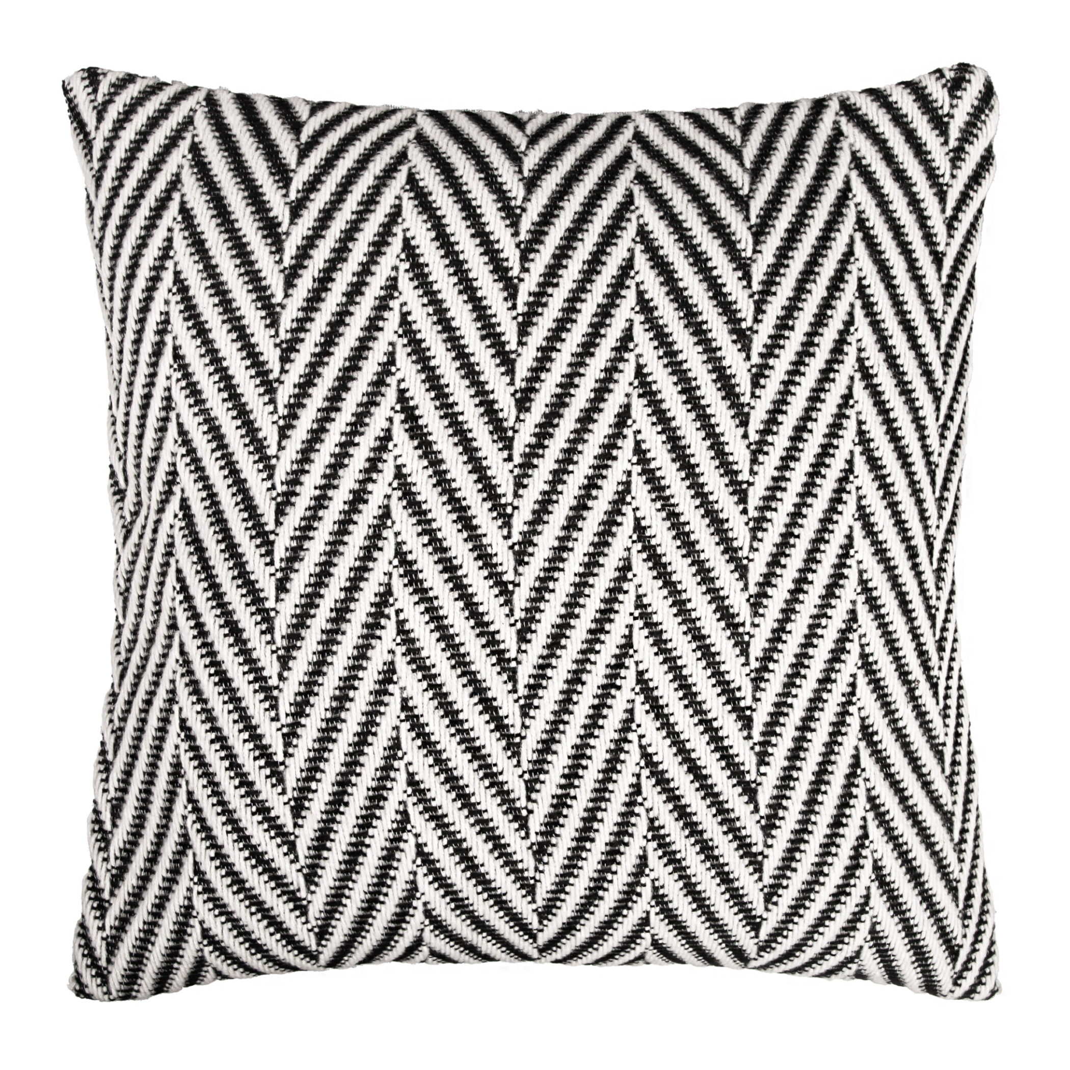 QUVIO Sierkussenhoes visgraat - Geweven - Wol - 45x45 cm - Wit - Zwart