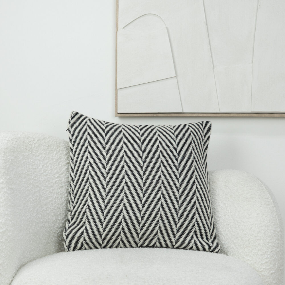 Sierkussenhoes wit zwart, hoes, sierkussenhoes met visgraatpatroon, sierkussenhoes, kussenhoezen, kussenhoes 45x45 cm, kussenhoes,